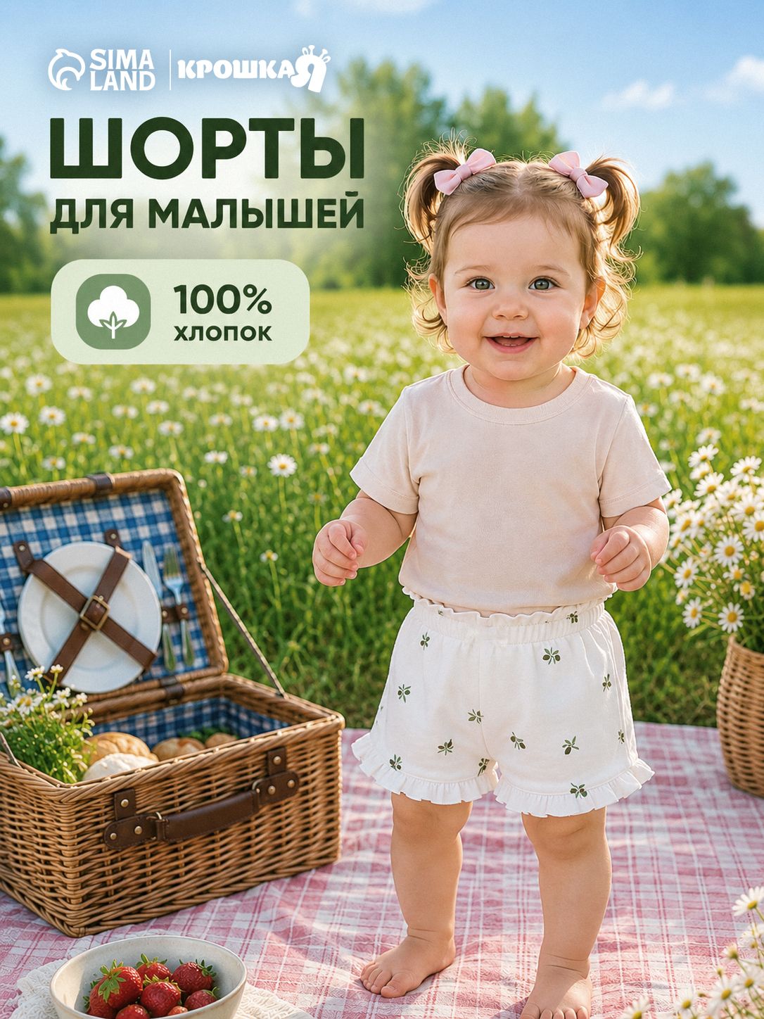 Шорты для девочки 62-68 с рюшами, летние, Крошка Я Olives, для малышей