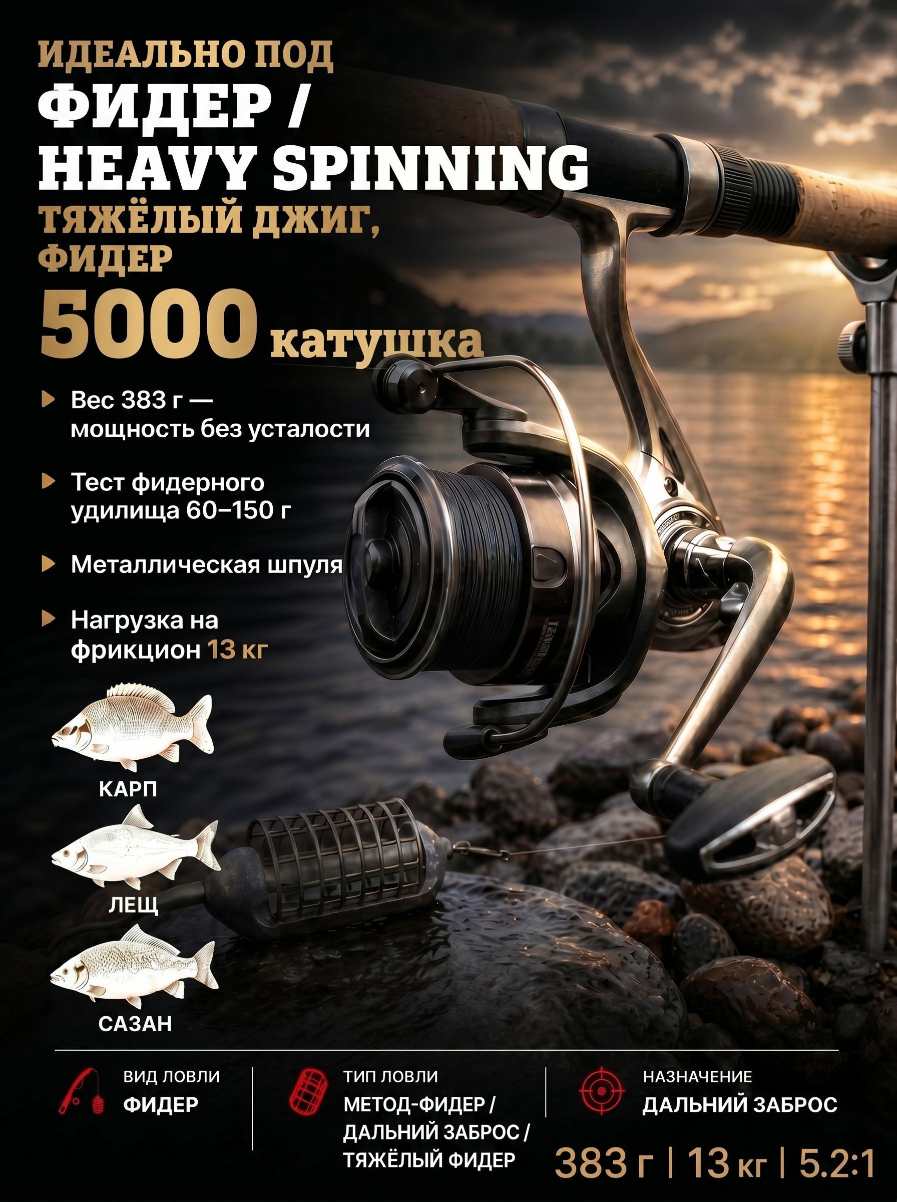 Катушкадляспиннингабезынерционная5000фидернаякатушкадлярыбалки,мощная,правая/леваярука