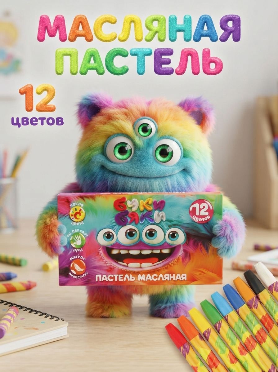 Пастель масляная художественная для рисования, набор 12 цветов