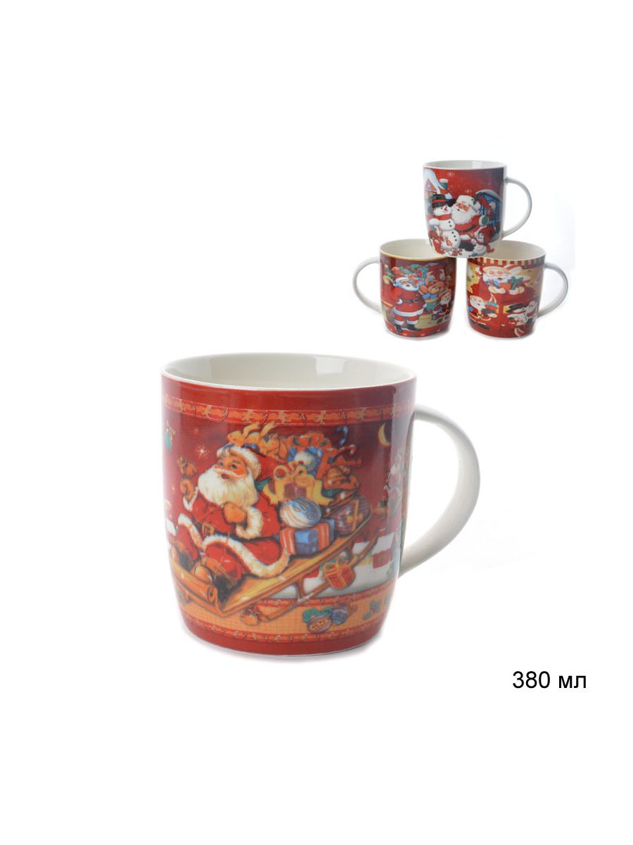 Кружка керамическая новогодняя для чая и кофе, 400 мл, 1 шт. — фото 4