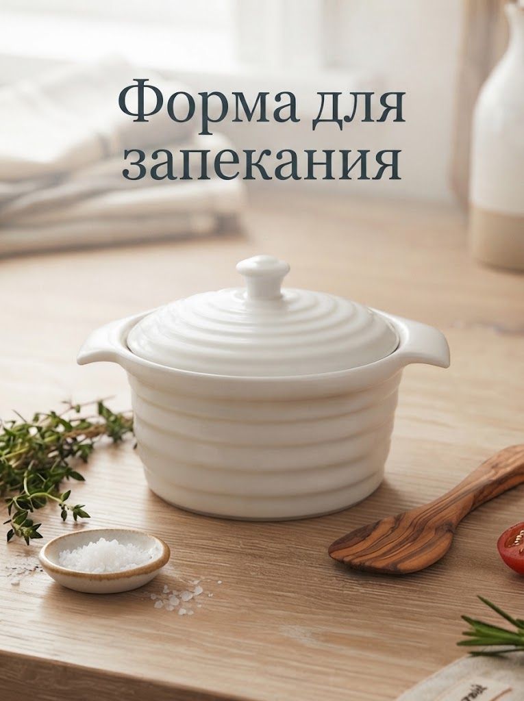 Форма для запекания "Санторини", объем 340 мл, размер 16х13,5х6 см, жаропрочная керамика, цвет белый