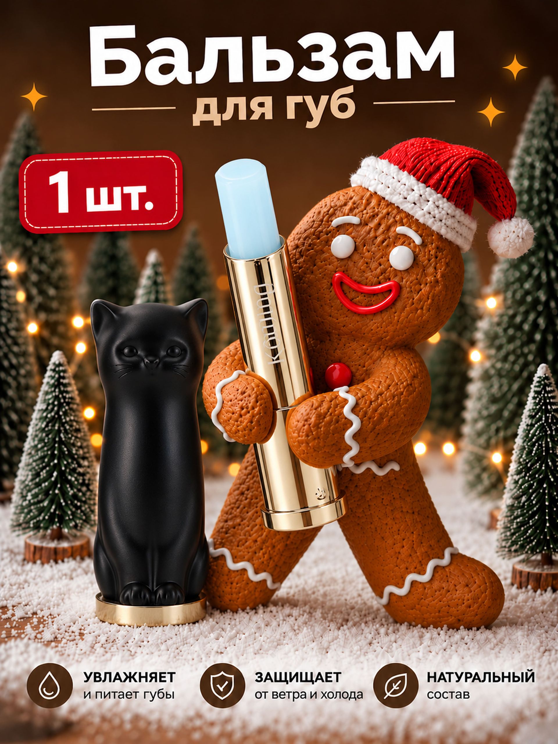 Бальзам для губ, увлажняющий / новогодний