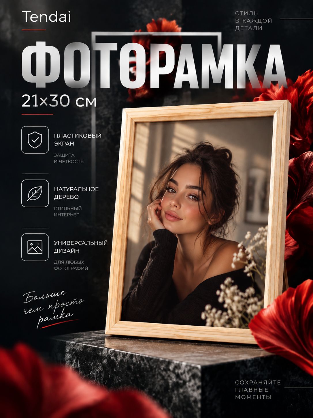 Фоторамка 21x30 см А4 белая, рамка для фото