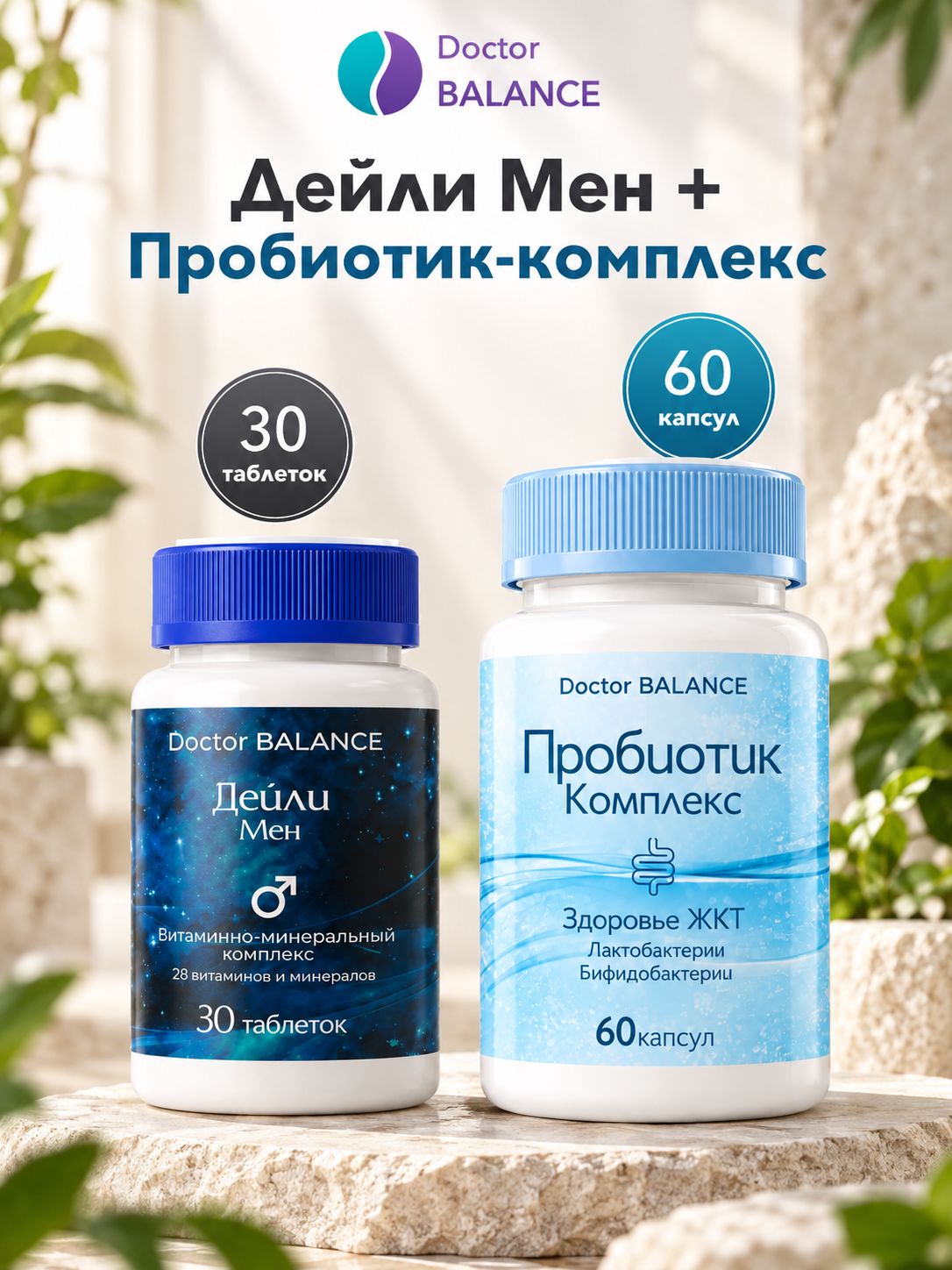 Набор Doctor Balance: Витамины для мужчин Дейли Мен 30 + Пробиотик-комплекс для пищеварения 60