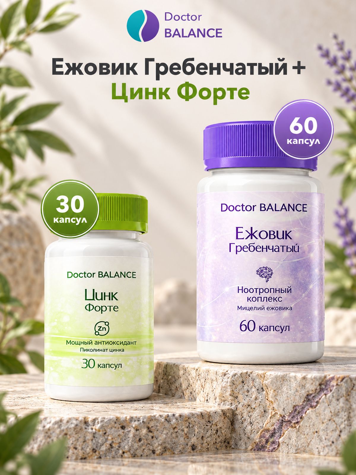 Набор Doctor Balance: Ежовик гребенчатый 60 + Пиколинат цинка 30