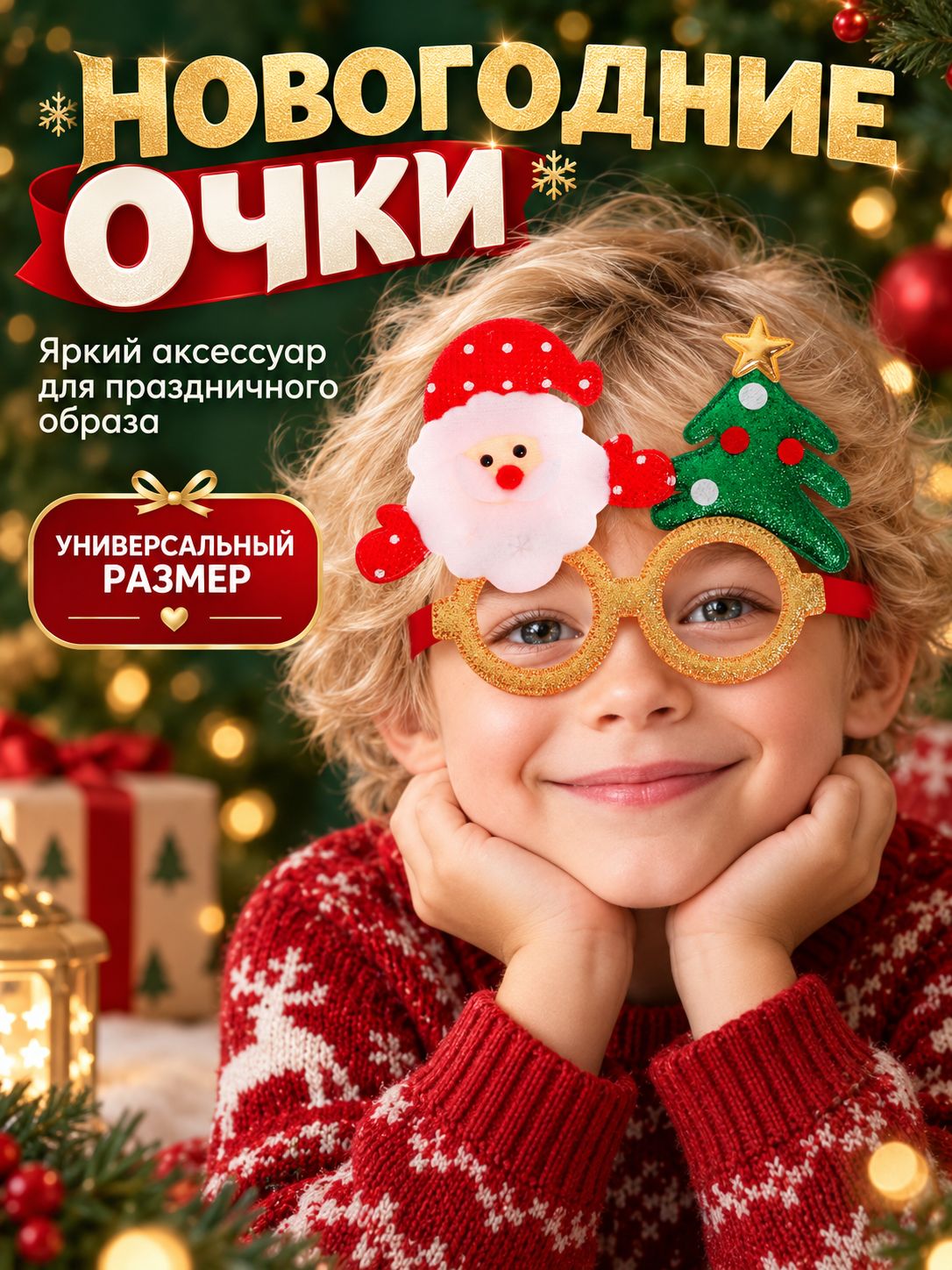 Очки карнавальные новогодние "Дедушка с елочкой"