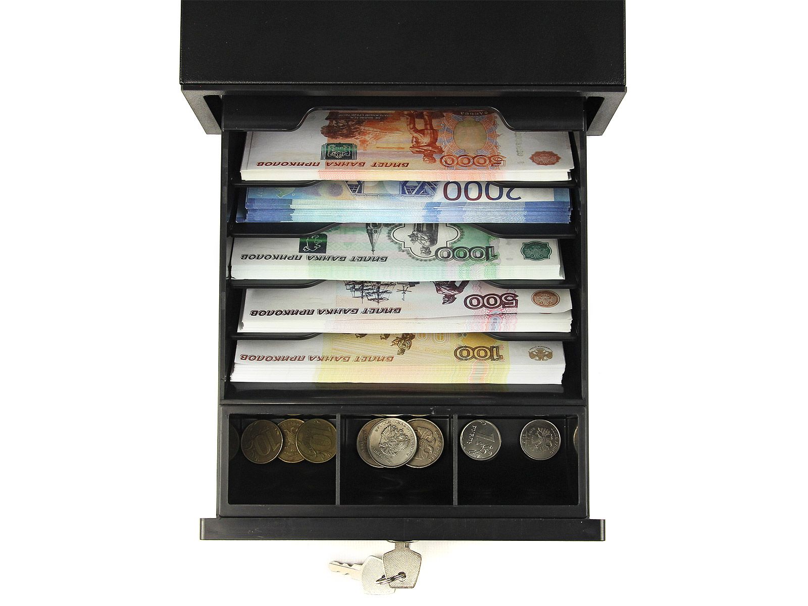 Денежный ящик подходит для банкнот России, Белоруссии, Армении и Казахстана.