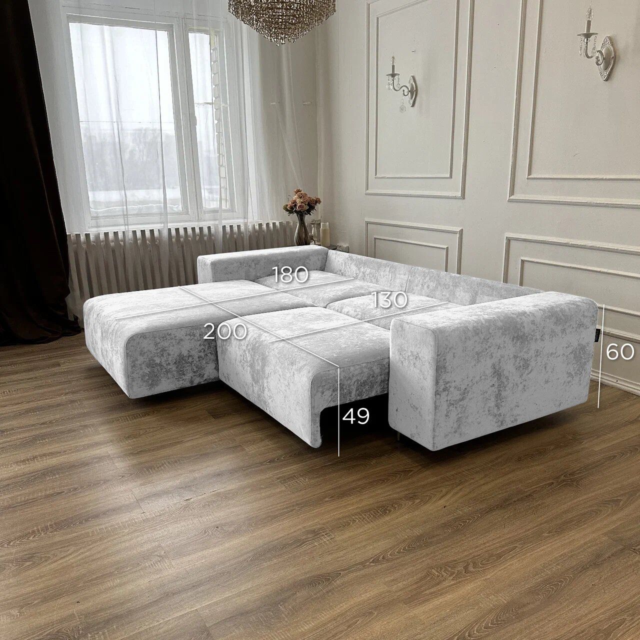 Диван-кровать Аурис_угловой_260_Ocean, механизм Еврокнижка, 260х150х85 ...