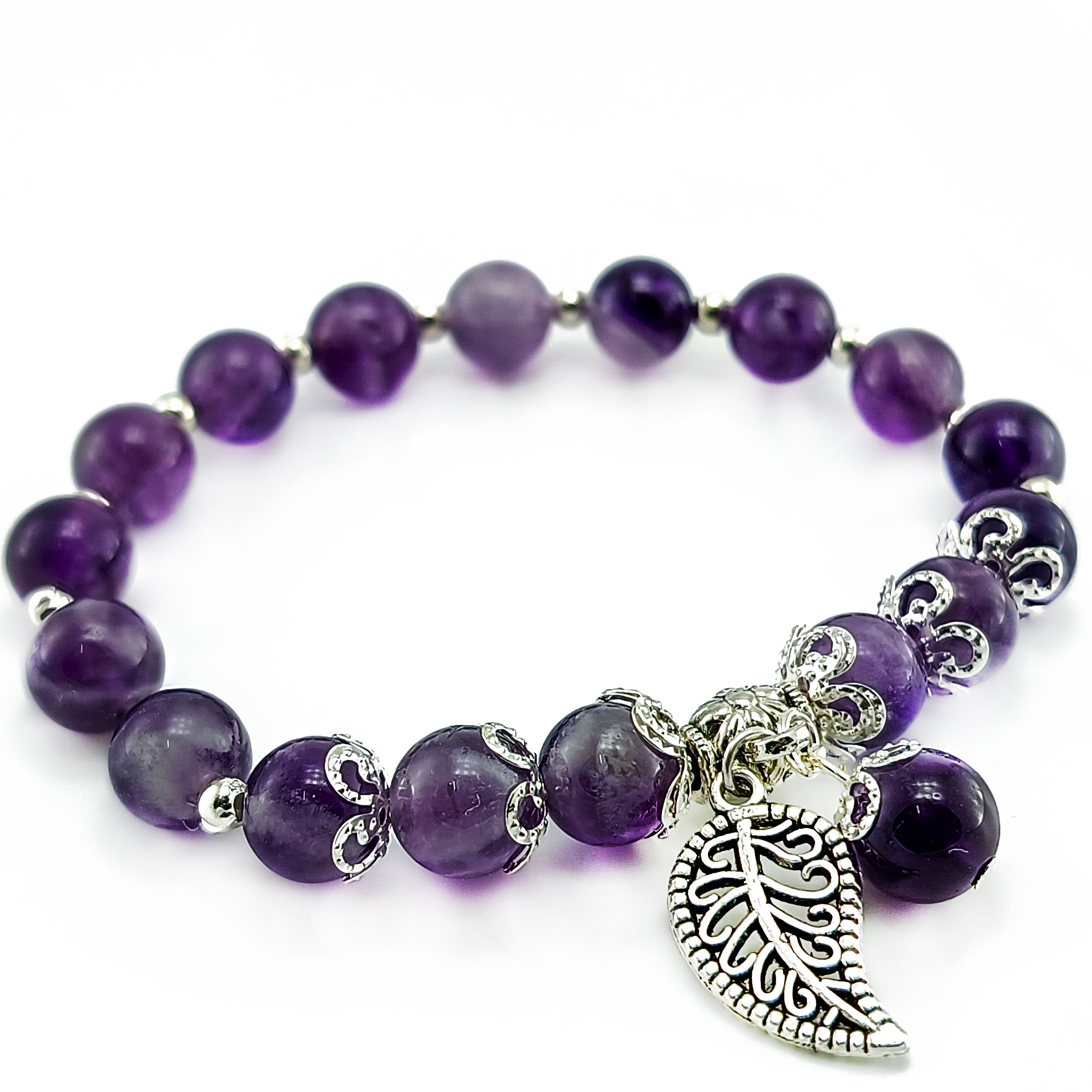 Браслет из натуральных камней Аметист диаметром 8мм "Лунное Озеро ...