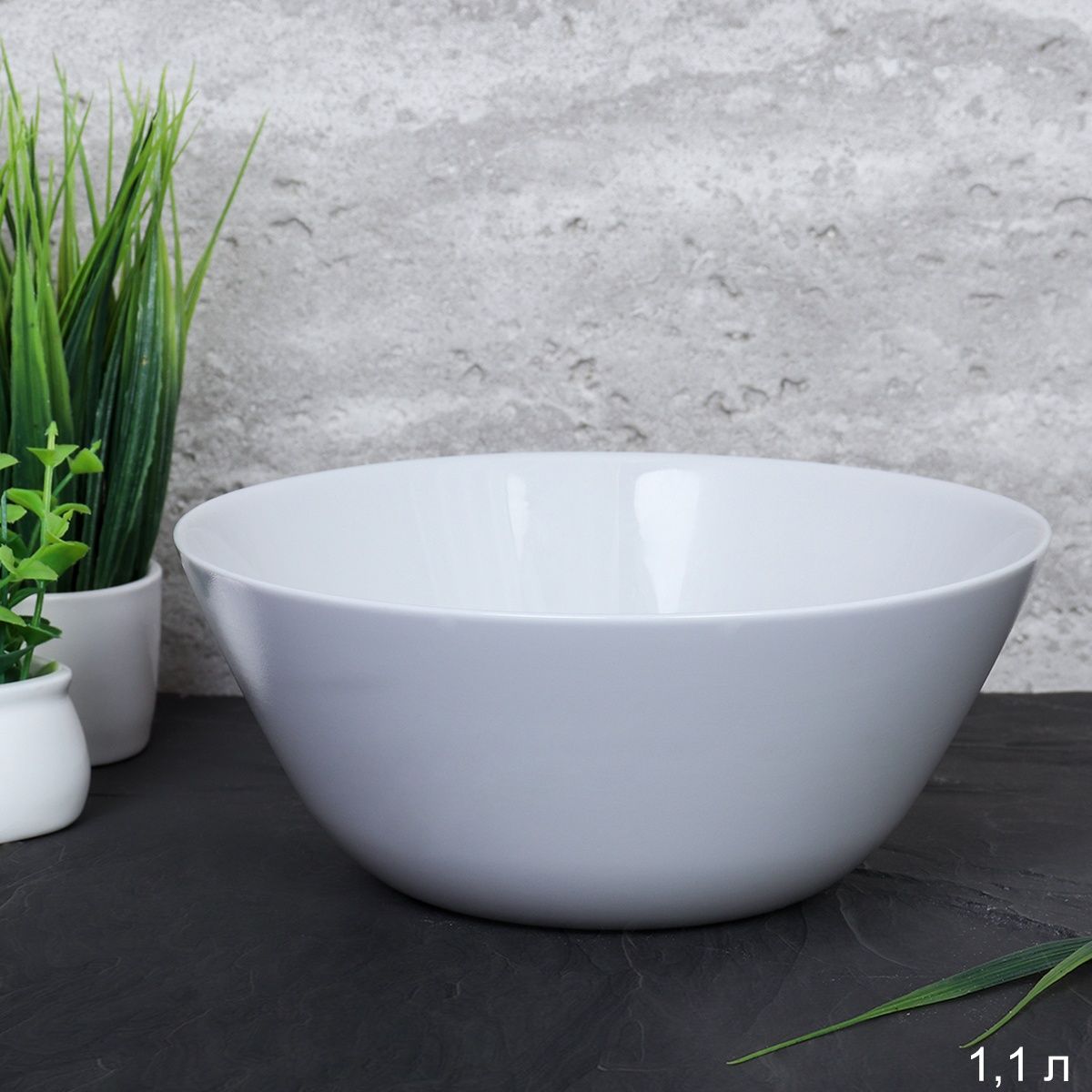 Салатник WHITE LILY глубокий Серая , 1100 мл, серый, стеклокерамика