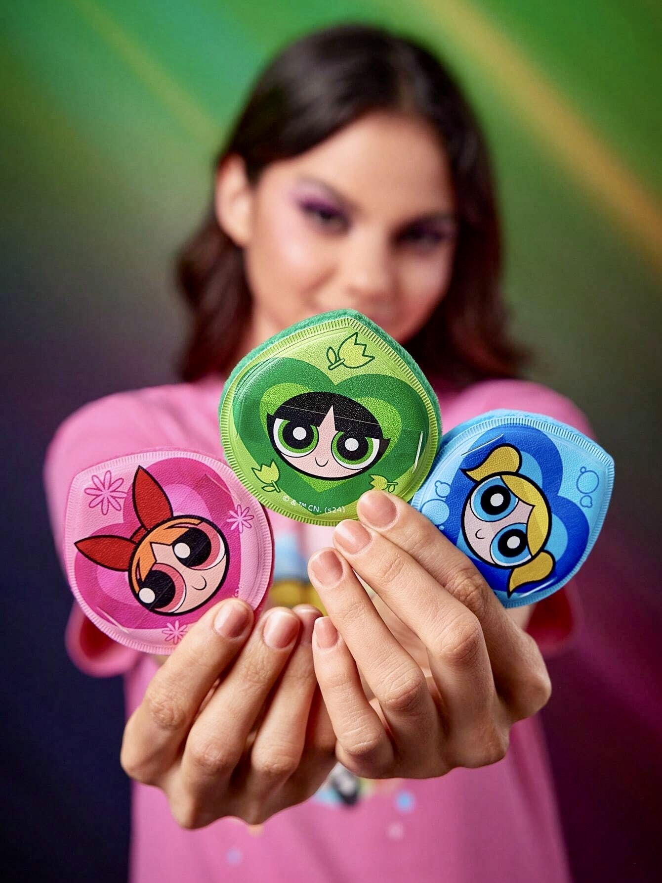 Набор из 3 Макияжных подушечек круглых Спонжей THE POWERPUFF GIRLS
