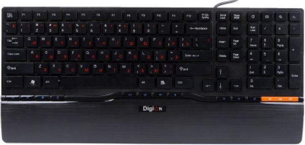 КлавиатураDelux"DigionPTDLK1882U"Ultra-Slim,ММ,USB,чернаясоранжевойвставкой