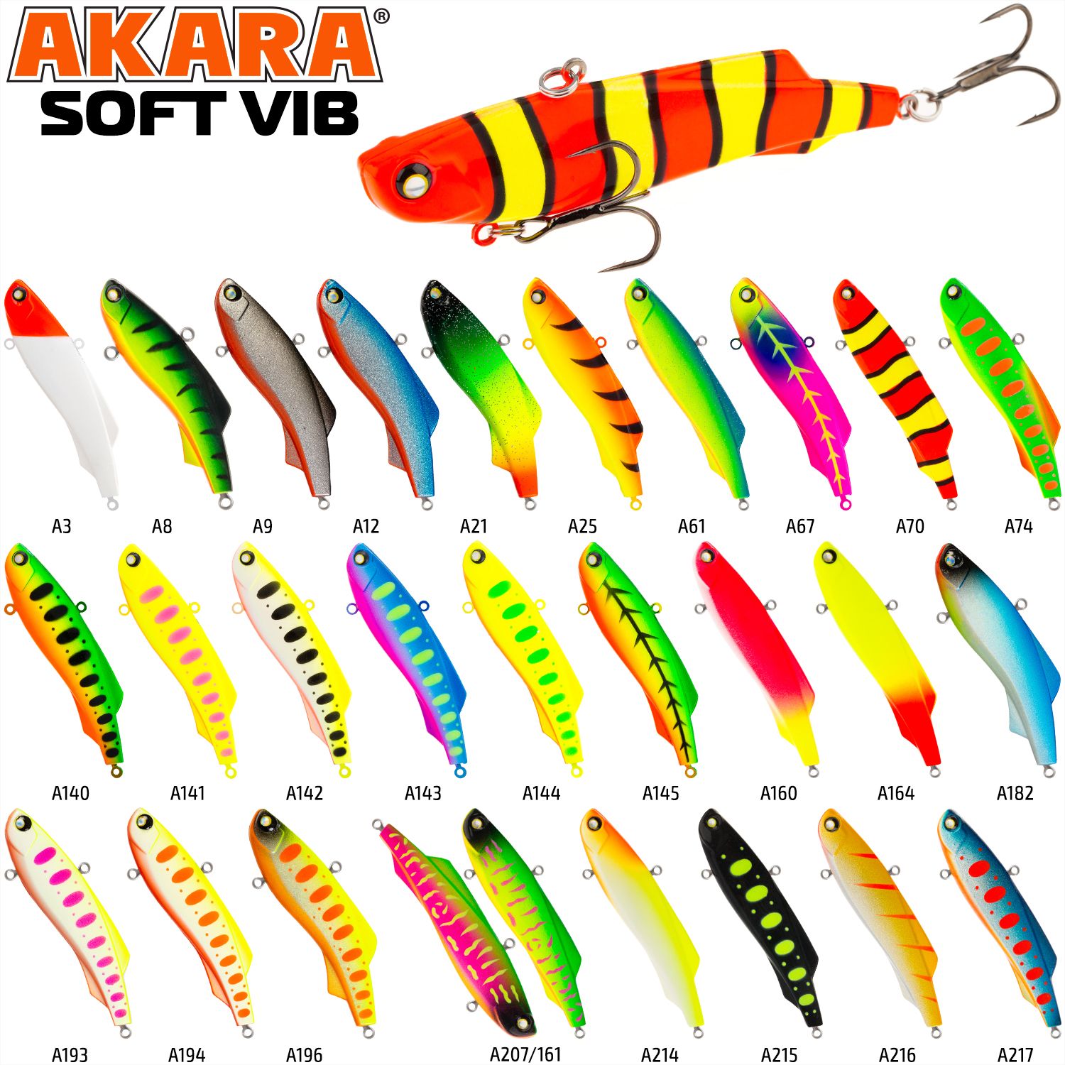 Воблер Akara раттлин Soft Vib 45 мм 5 гр. (1/6 oz 1,8 in) A140