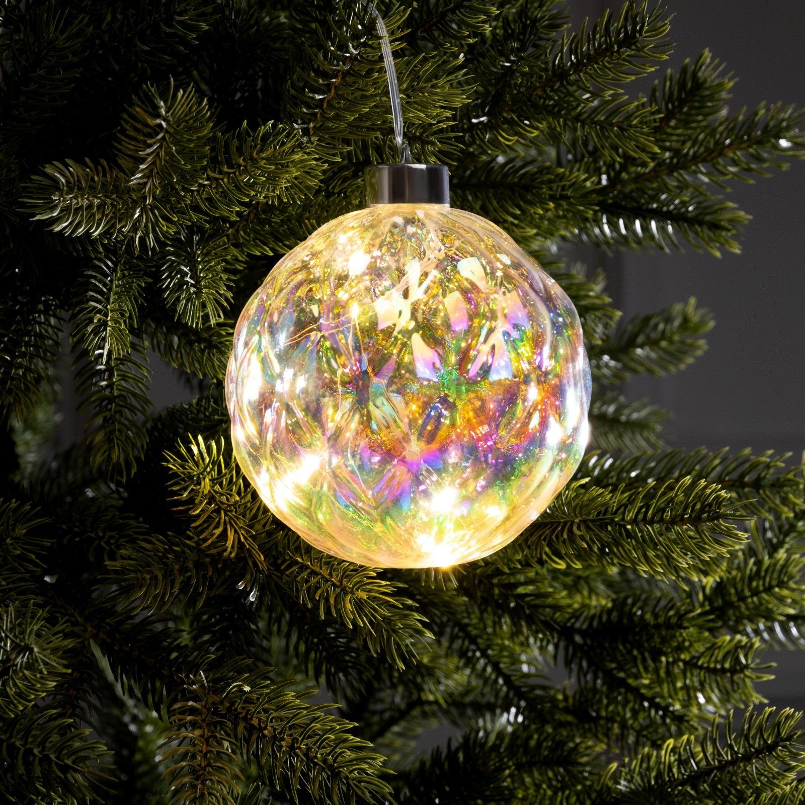 Елочная игрушка светодиодная Шар, d 12 см, 12 LED, ААх2, свечение тёплое белое