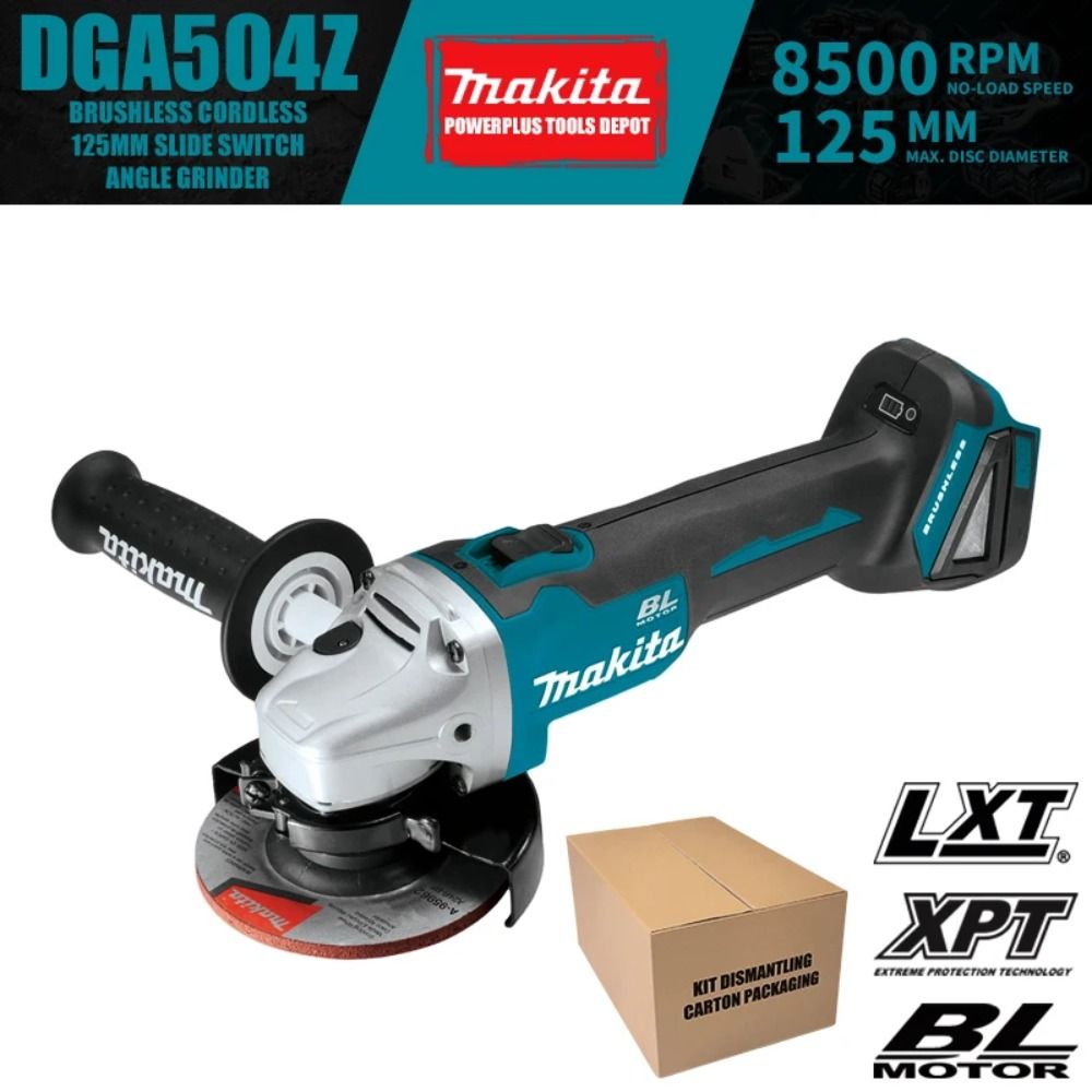 MakitaDGA50418ВLXTБесщеточнаяаккумуляторная125-миллиметроваяугловаяшлифовальнаямашинасползунковымпереключателем