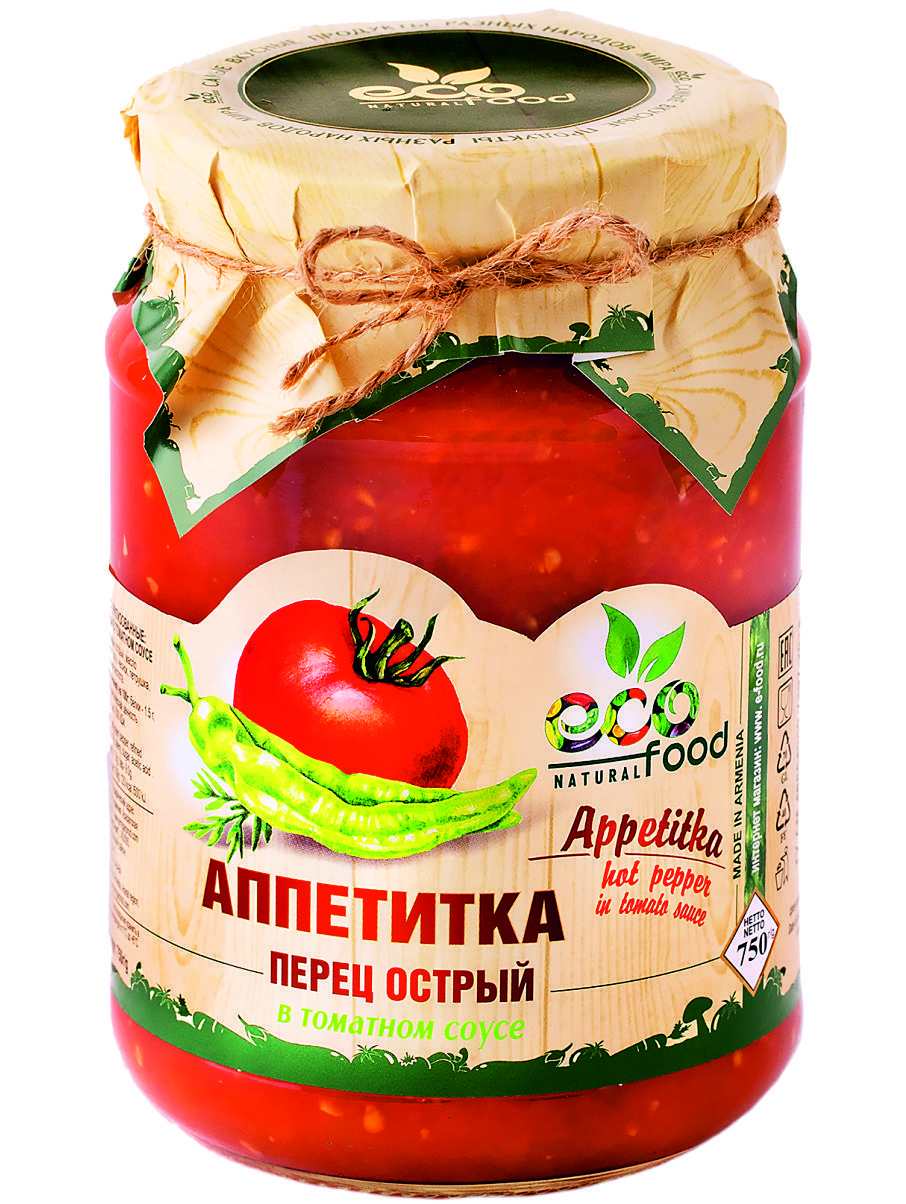 Аппетитка.Перецострыйвтоматномсоусе,750гECOFOOD