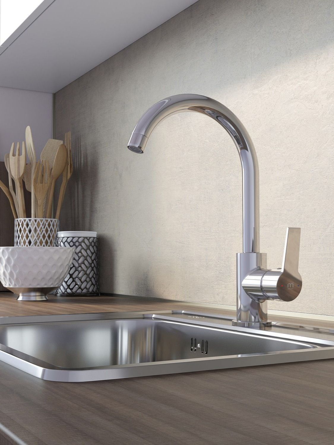 Фото товара на маркетплейсе ozon Смеситель для кухни, хром, Milardo, Мил (Meal), M01SBJ0M05