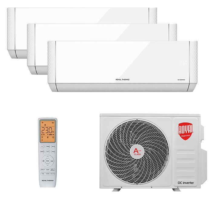 Инверторная мульти сплит-система Royal Thermo на 3 комнаты (20 м2 + 20 м2 + 20 м2). белый, RTFMO/out-21HN8 + RTFMI/in-07HN8/white - 3 шт.