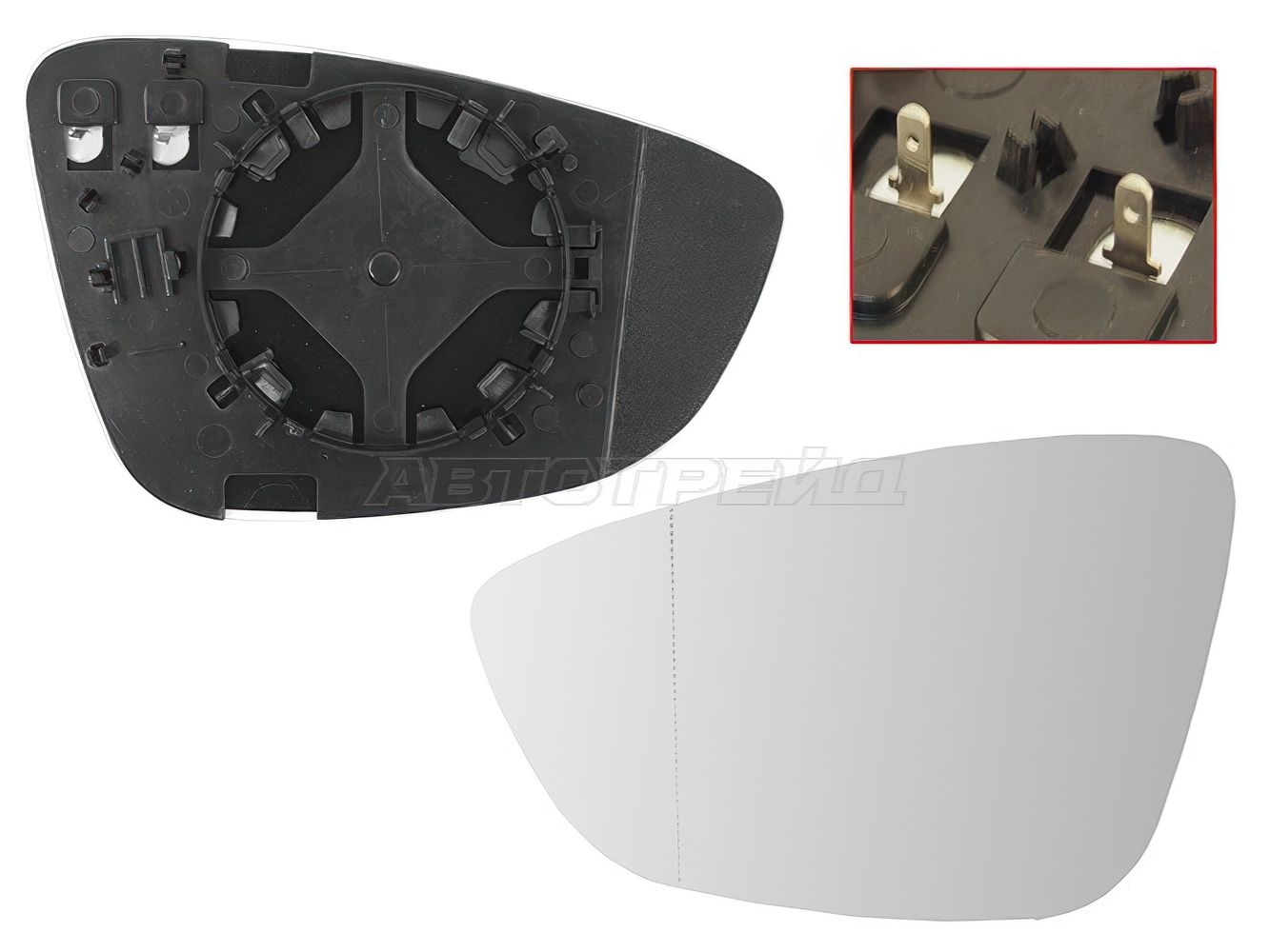 Полотно зеркала Audi A4 12-15 / A5 11-16 (Слева/ Обогрев/ Асферическое)