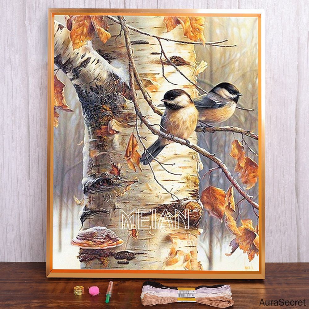 MEIAN Набор для вышивания,30x40CM,Чистый холст с сеткой,14CT,Зимняя ...