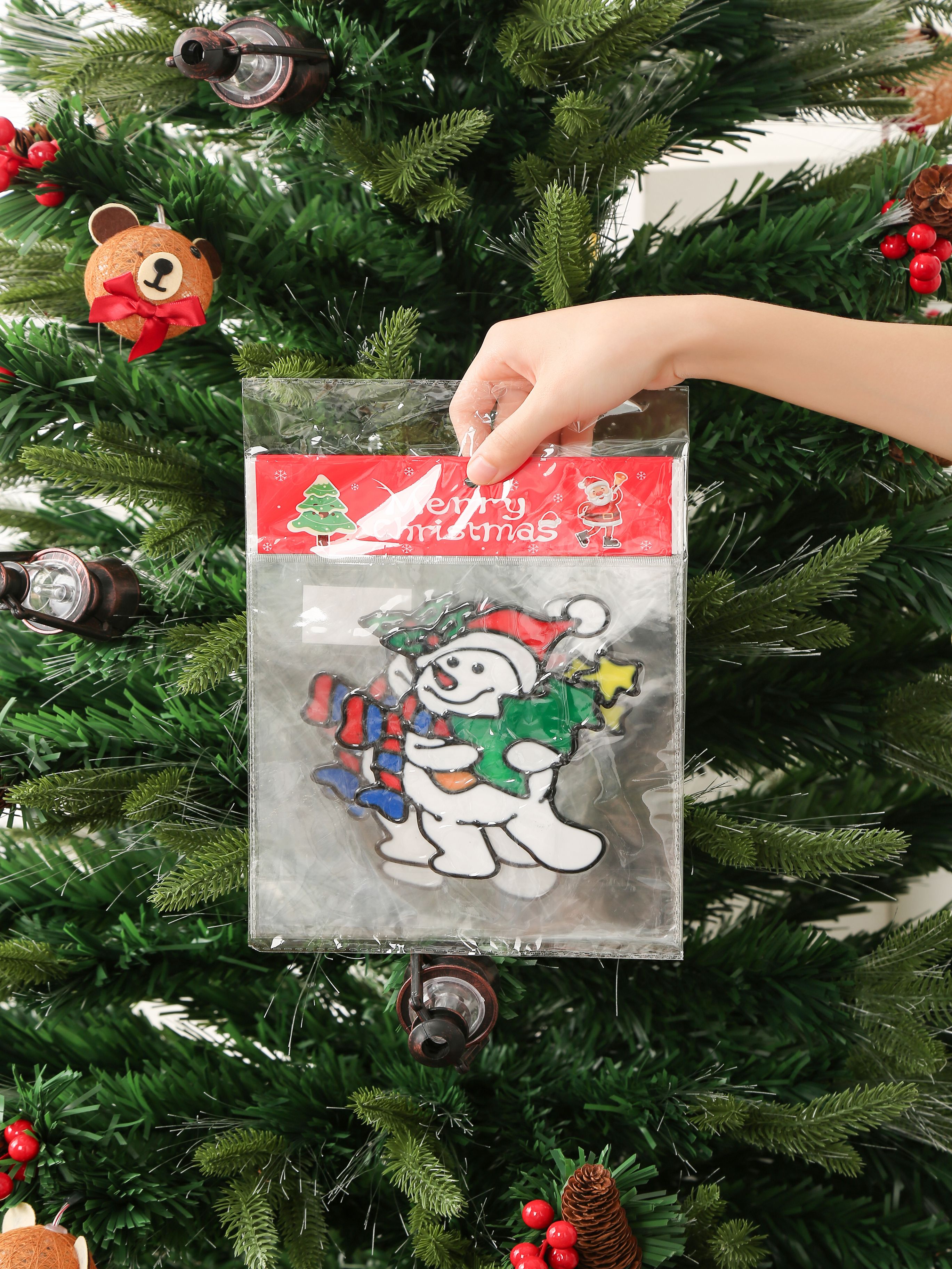Новогодние наклейки Снеговик в уп/3 штук 20*20CM Китай