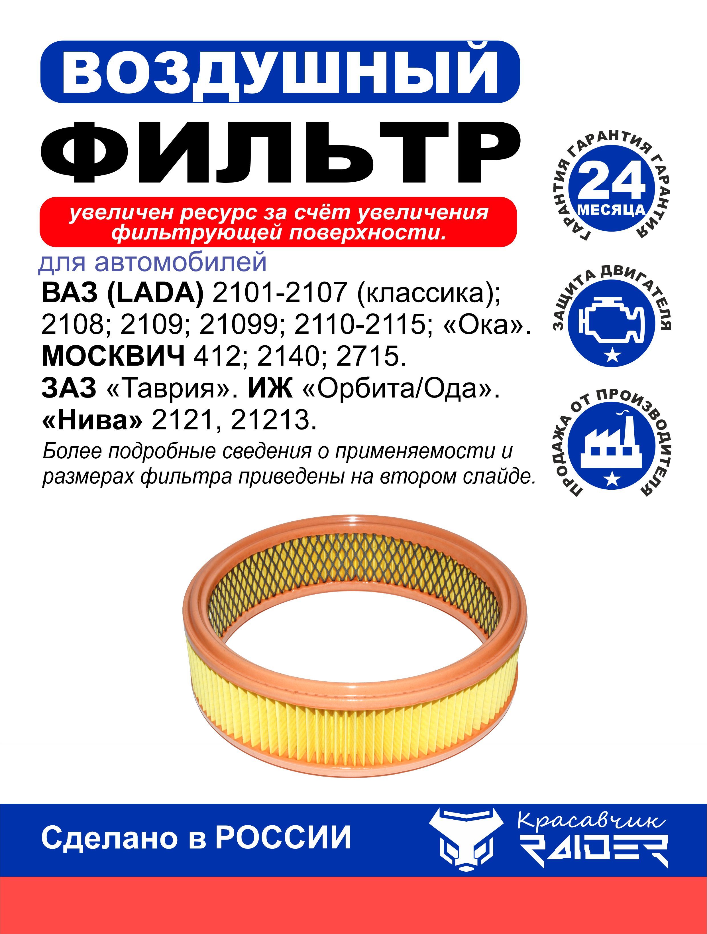 Фильтр воздушный 2101-2110 (карбюр) ZOMMER