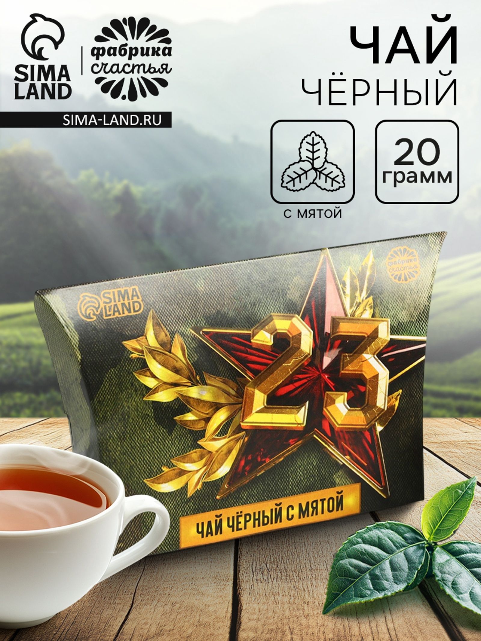 Чай подарочный 23 февраля , вкус: мята, 20 г