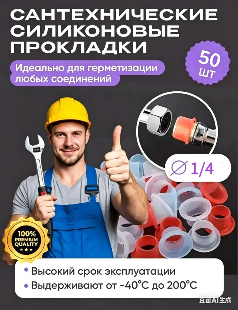 Силиконовая прокладка универсальная 1/4 для смесителя, набор 50шт #1
