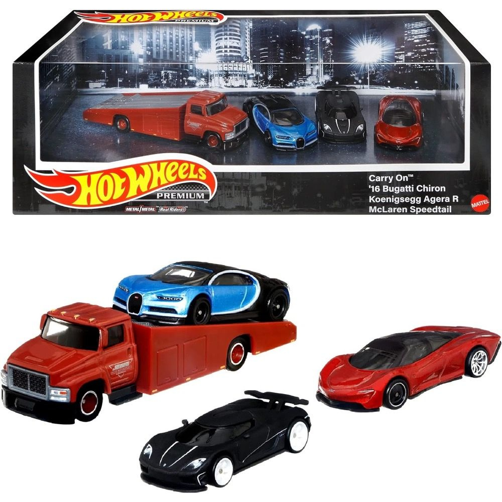 HCR54 Машинка металлическая игрушка Hot Wheels Premium коллекционная модель  премиальная Carry On, 16 Bugatti Chiron, Koenigsegg Agera R, McLaren ...