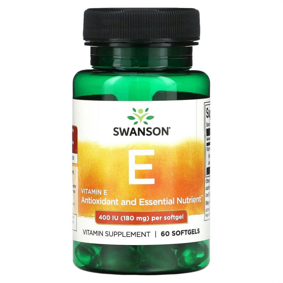 Витамин Е 400 Ме 60 капсул, Swanson Vitamin E 400 Iu (180 mg ...