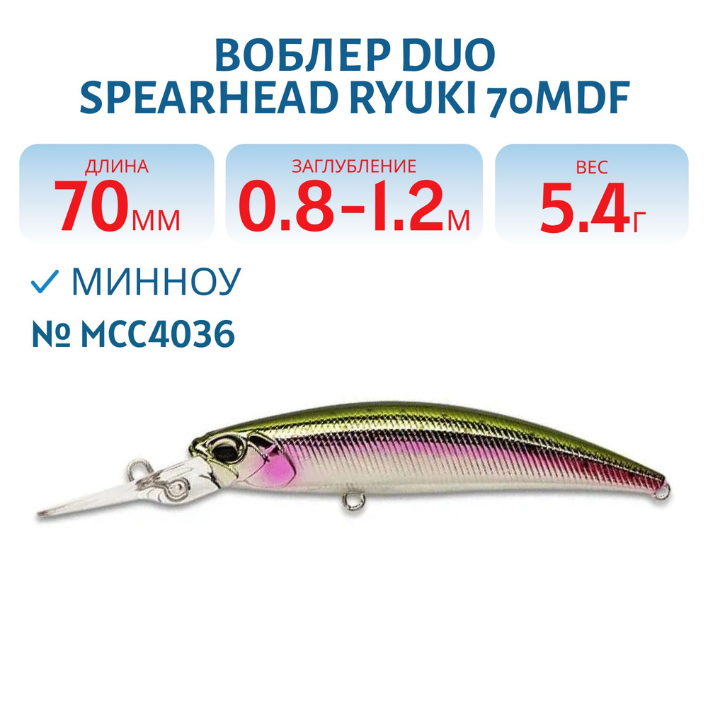 Воблер DUO Spearhead Ryuki 70MDF 70 мм 5.4 гр плавающий, цвет MCC4036 #1