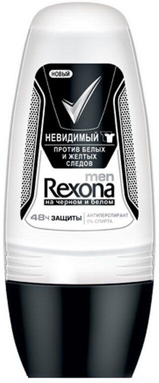 REXONA Роликовый антиперспирант для мужчин Невидимый на черном и белом ...