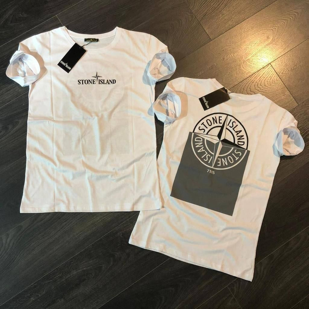 Футболка Stone Island, размер 46, цвет белый, Хлопок - 100% - купить по ...