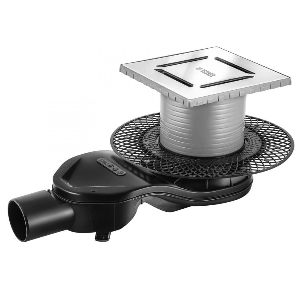 Трап для душа Berges Platz Norma 150х150 матовый хром боковой выпуск ...