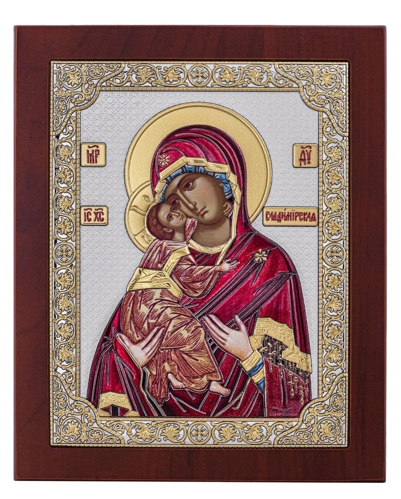 Икона серебряная, греческая Владимирская БМ, 210х260 мм. - купить по ...