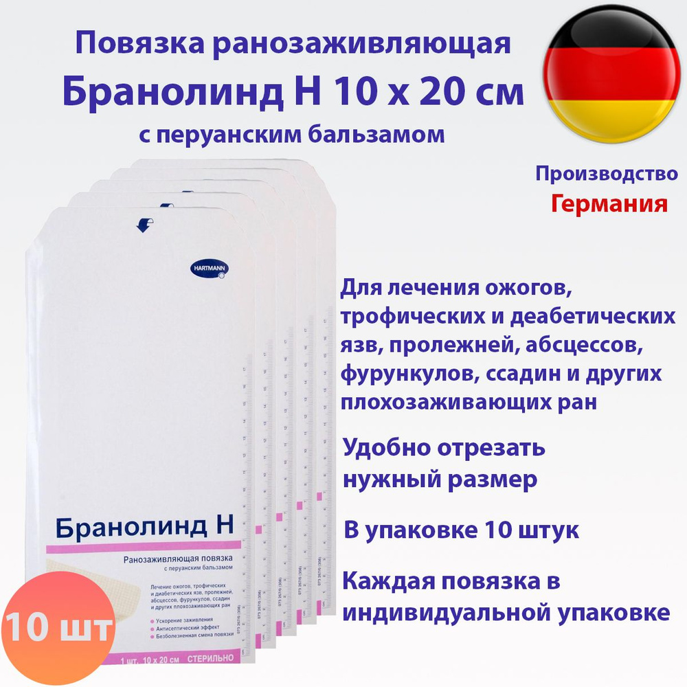 Повязка Branolind N (Бранолинд) 10x20 см, 10 штук - купить с доставкой ...