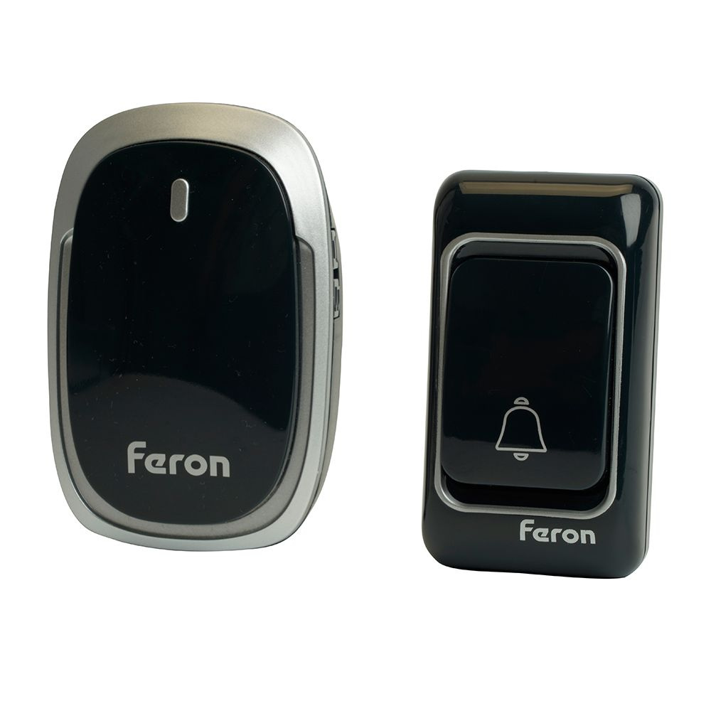 Звонок беспроводной дверной Feron E-383/ Дверной звонок 48924/ 38 мелодий / питание от батареек / черный-серебро #1
