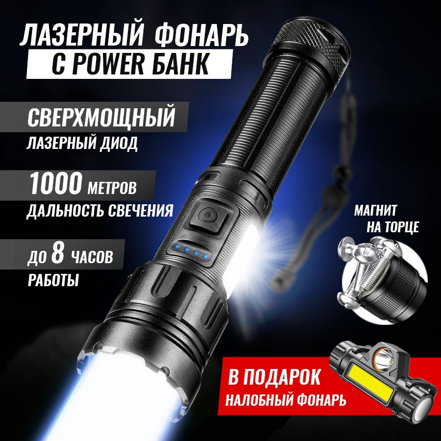 Фонарь ручной аккумуляторный лазерный светодиодный - купить с доставкой ...