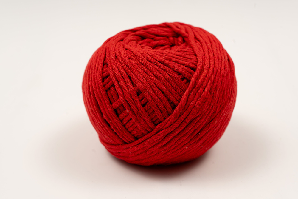 Шпагат хлопковый Kraftcom, 2мм х 100м (1шт), цвет - красный / шпагат для вязания, веревка для плетения #1