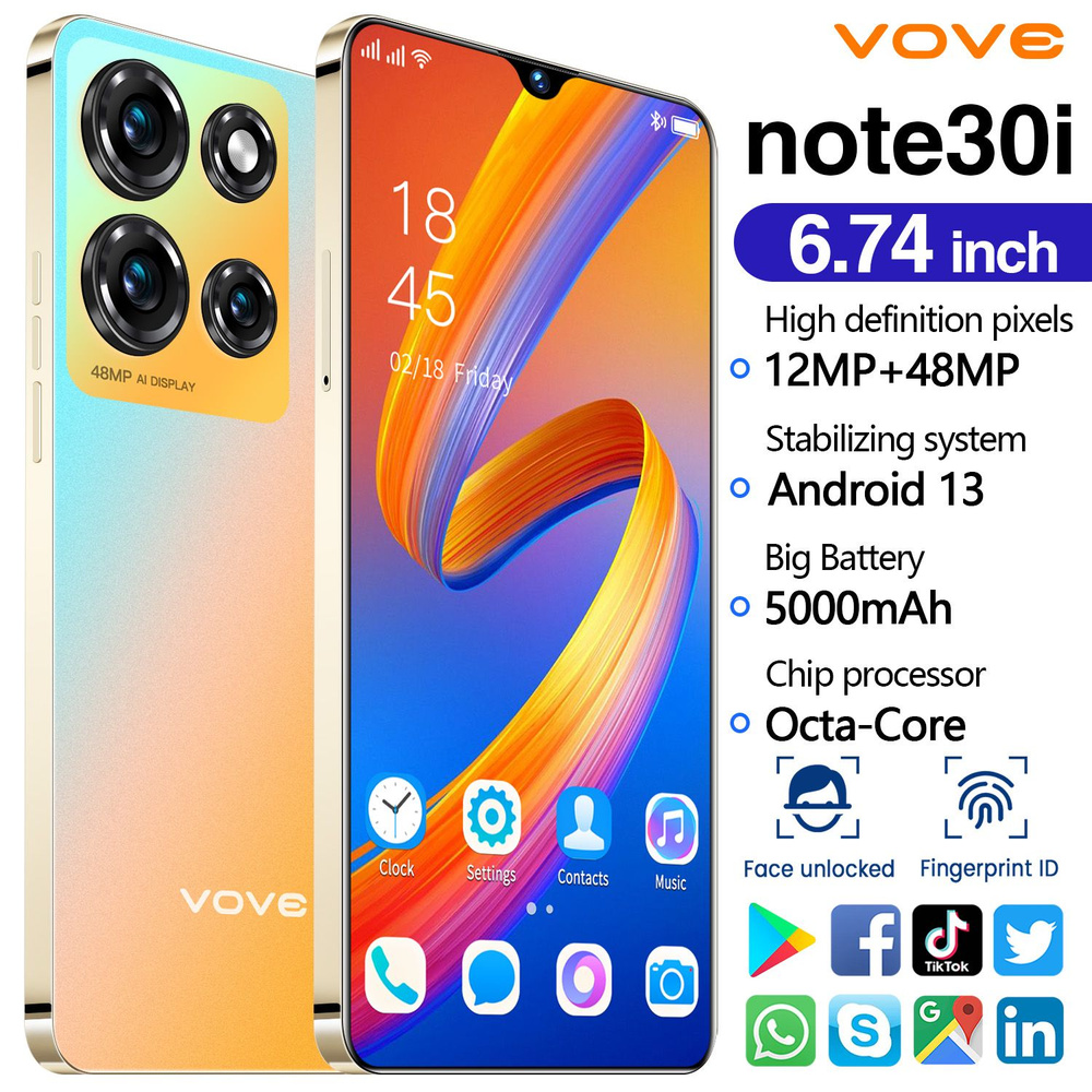 vove Смартфон Note30i+/ EU 16/512 ГБ, золотой