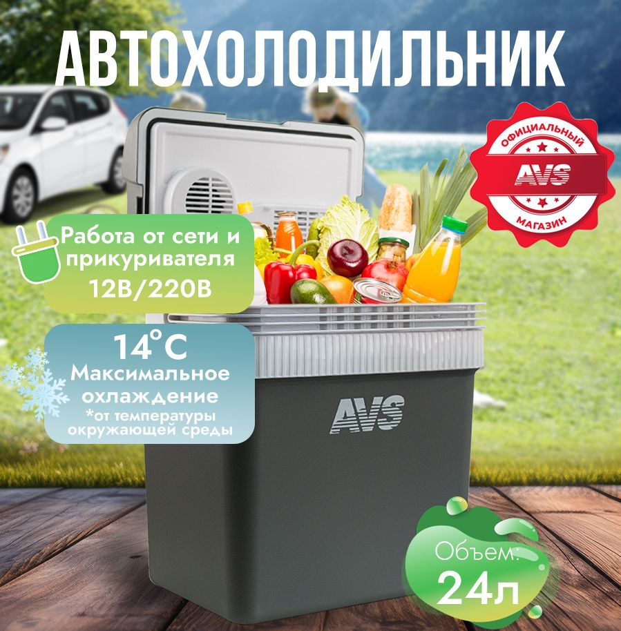 Холодильник автомобильный термоэлектрический 24 литра 12V/220V AVS CC-24NB  - купить с доставкой по выгодным ценам в интернет-магазине OZON (548828761)