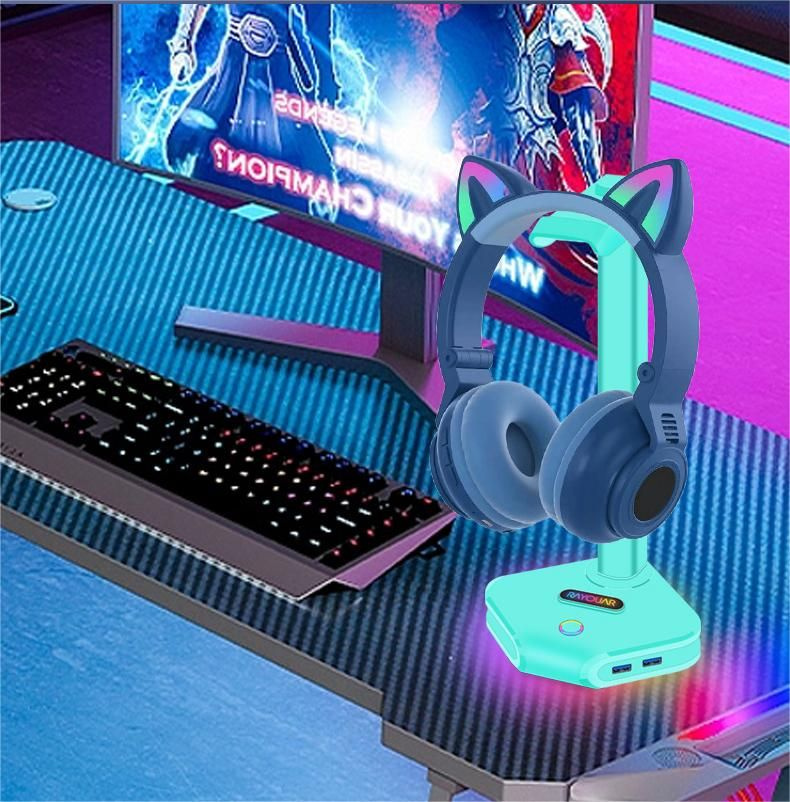 Подставка для наушников с подсветкой rgb и USB портами, держатель ...