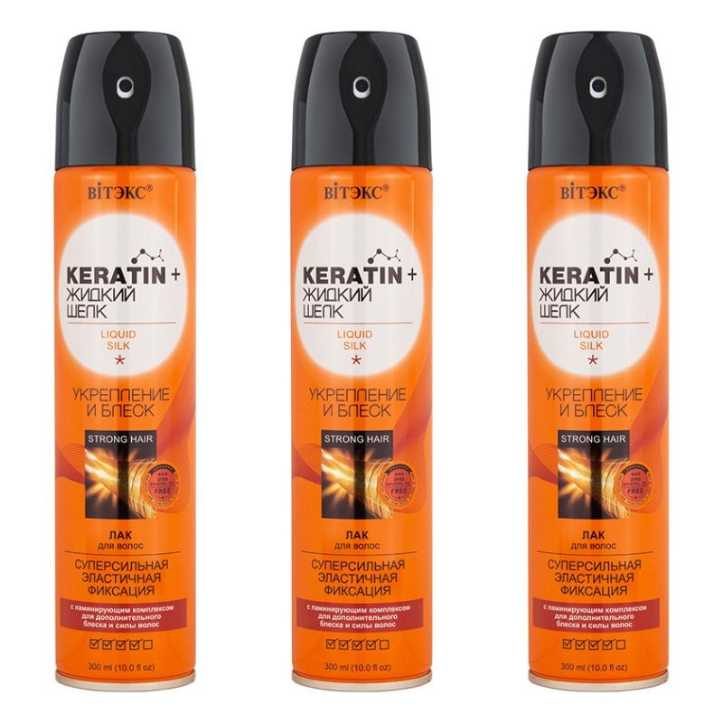 Витэкс Лак для волос, Keratin & Жидкий Шелк, Укрепление и блеск ...