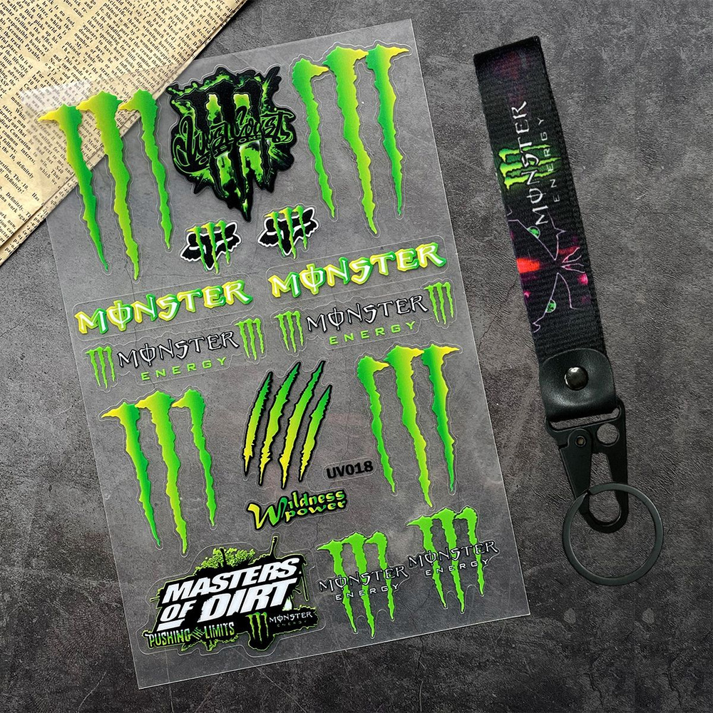 3D УФ-наклейка Monster Energy Наклейка на корпус мотоциклетного шлема  #1