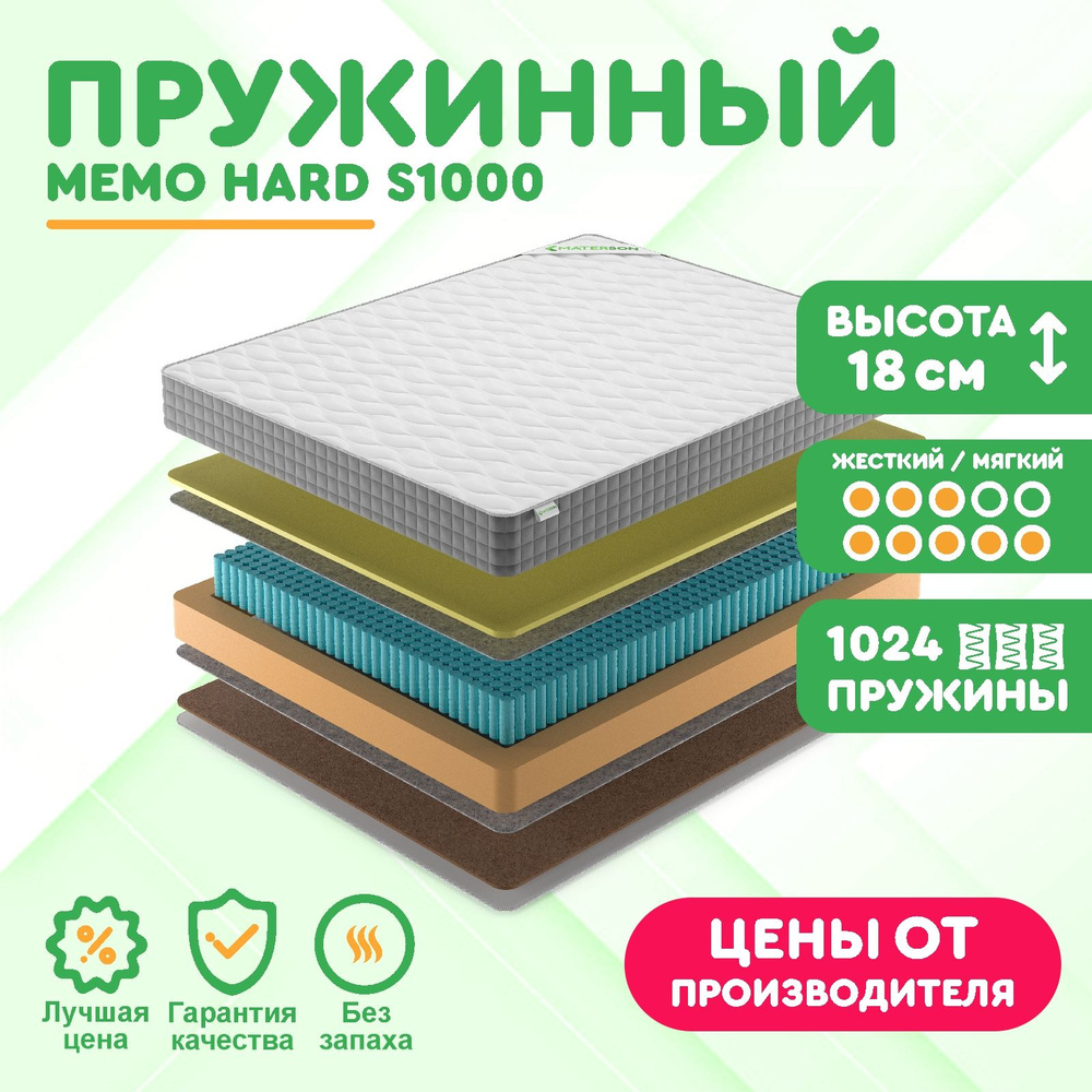 Матрас 60х165 Пружинный MATERSON Memo Hard S1000 60x165 #1