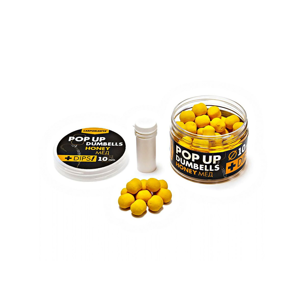 Бойлы плавающие Карпомания Pop-Up Dumbells+Dips 10мм 60гр в банке, мёд ...