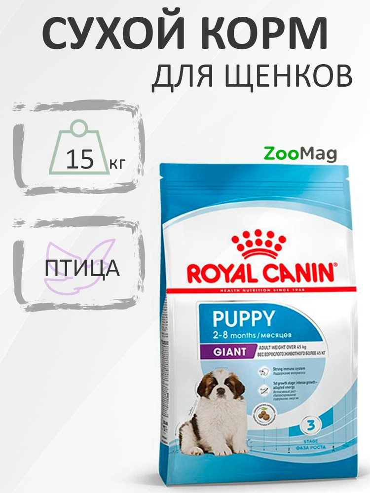 Royal Canin Giant Puppy / Сухой корм Роял Канин Джайнт Паппи для Щенков ...