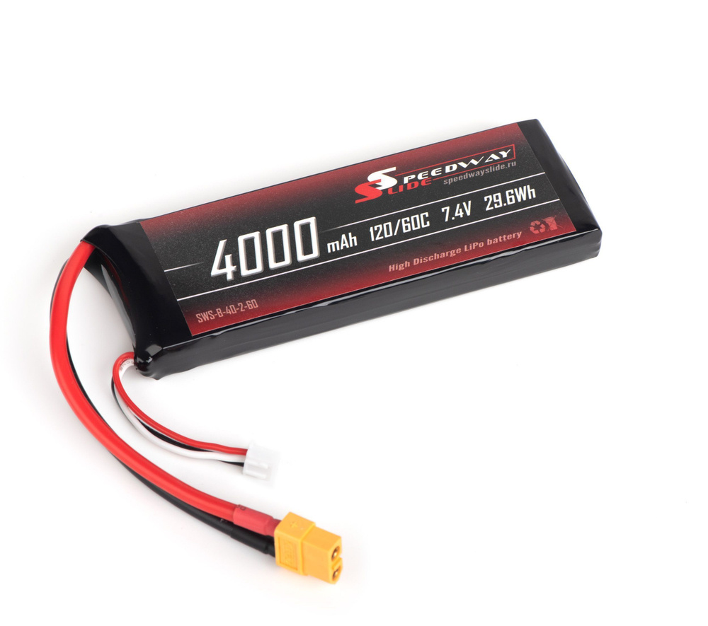 Аккумулятор Speedway Slide 132x43x15mm Li-Po 4000mAh 2S 7.4V 60C SOFT case XT60 #1