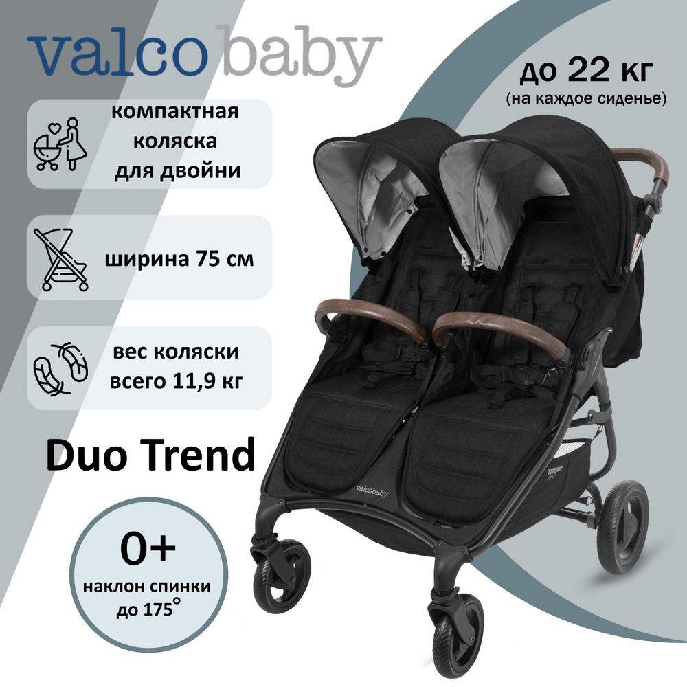 Прогулочная коляска для двойни всесезонная Valco Baby Snap Duo Trend цвет: Night  #1