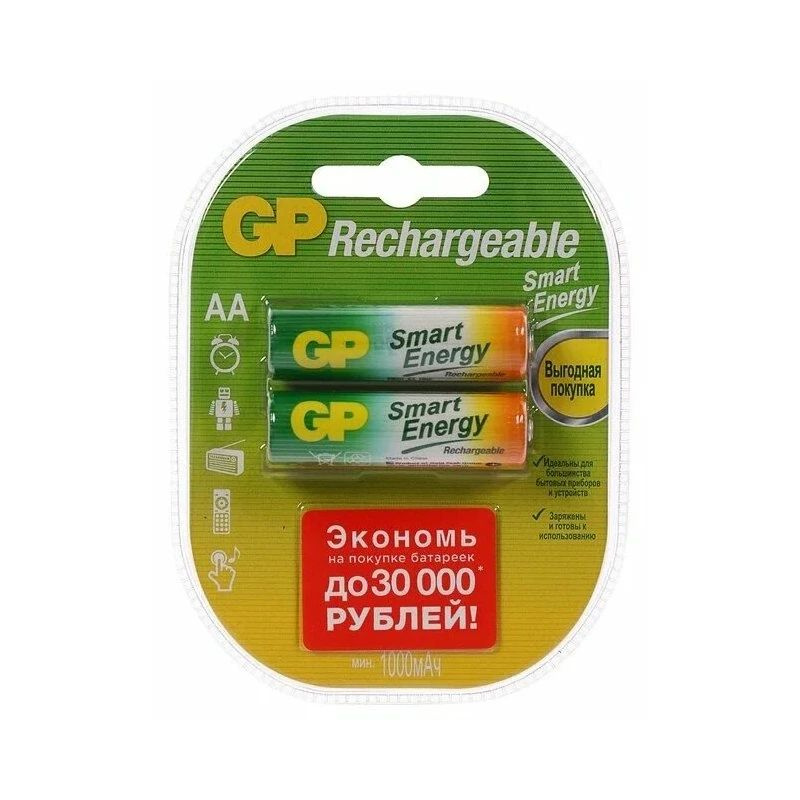 Аккумулятор (6шт) пальчиковый GP HR6 (AA) Ni-MH 1000mAh 1.2В (бл2) #1